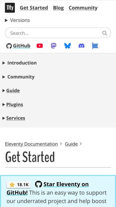 Screenshot of 11ty.dev