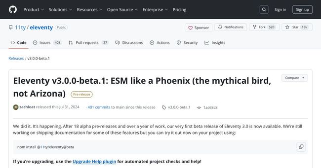 Eleventy v3.0.0-beta.1: ESM like a Phoenix (the mythical bird, not Arizona)